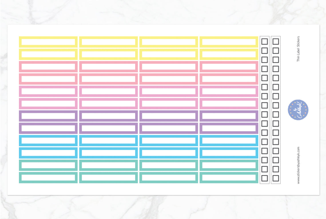 Thin Label Stickers - Pastel
