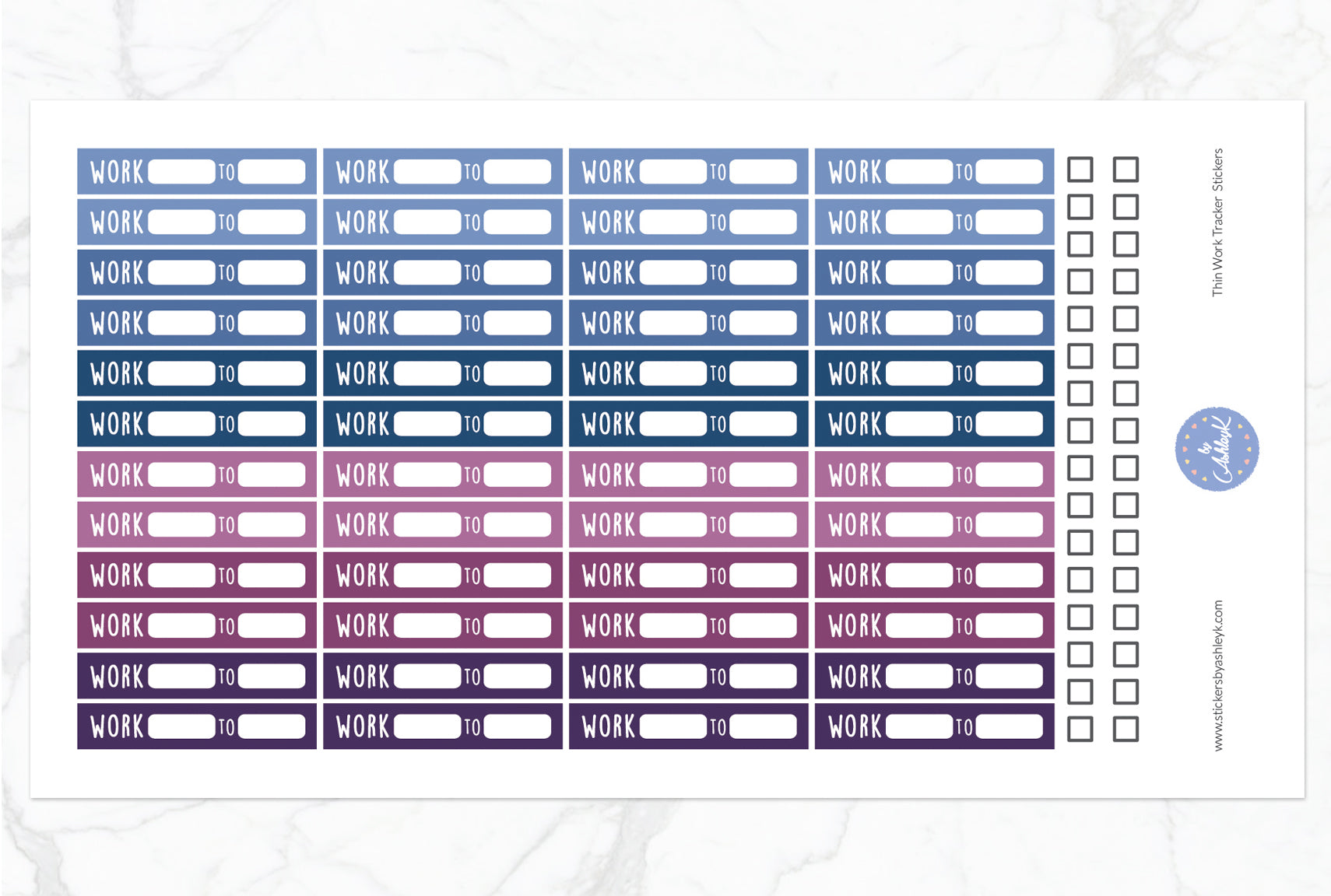 Thin Work Tracker Stickers - Blueberry