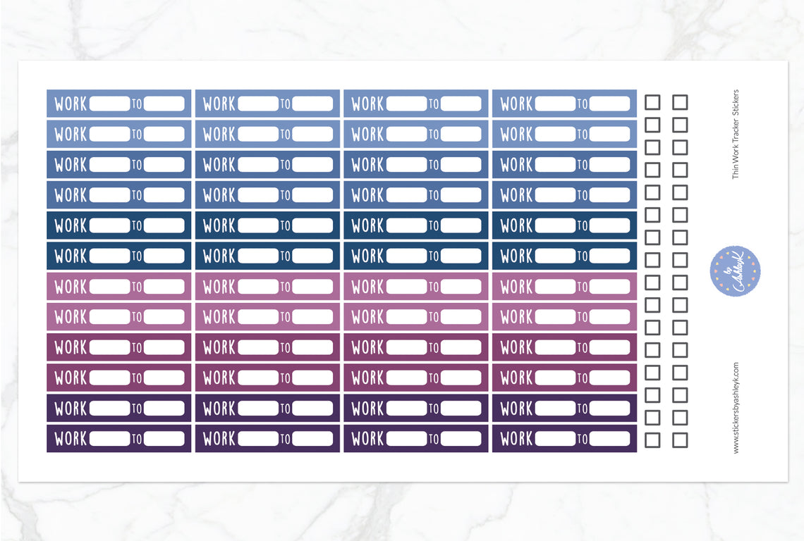 Thin Work Tracker Stickers - Blueberry