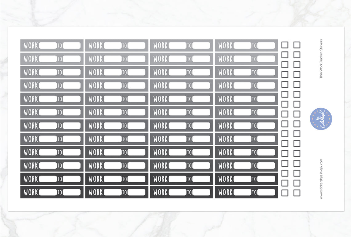 Thin Work Tracker Stickers - Monochrome