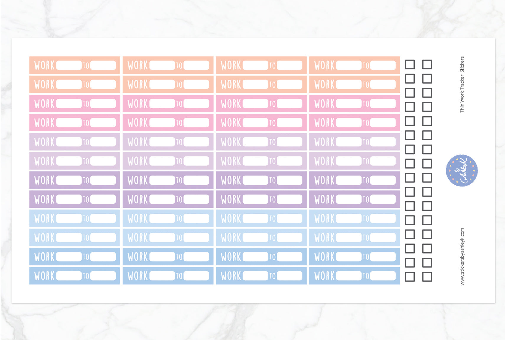 Thin Work Tracker Stickers - Pastel Sunset