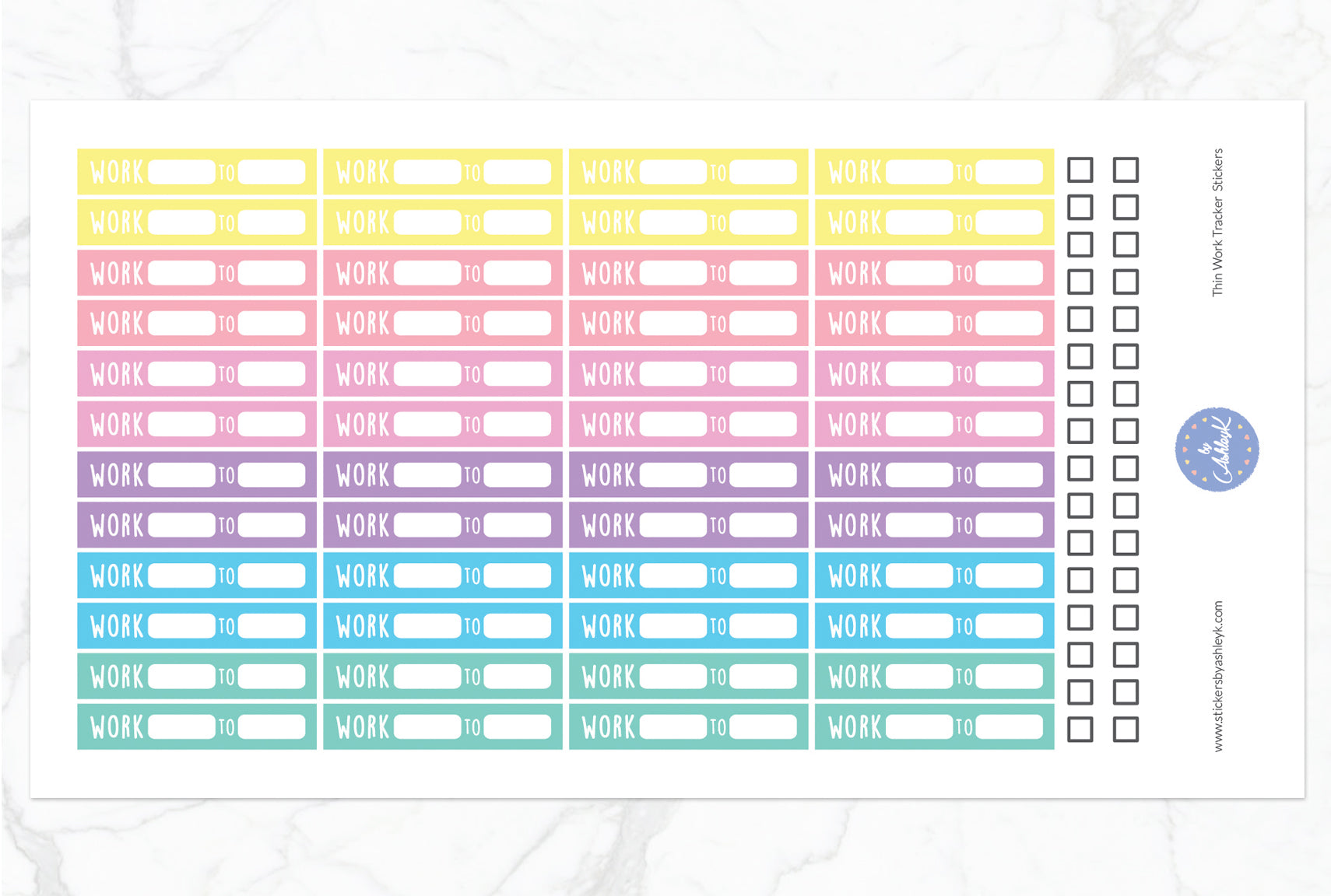 Thin Work Tracker Stickers - Pastel