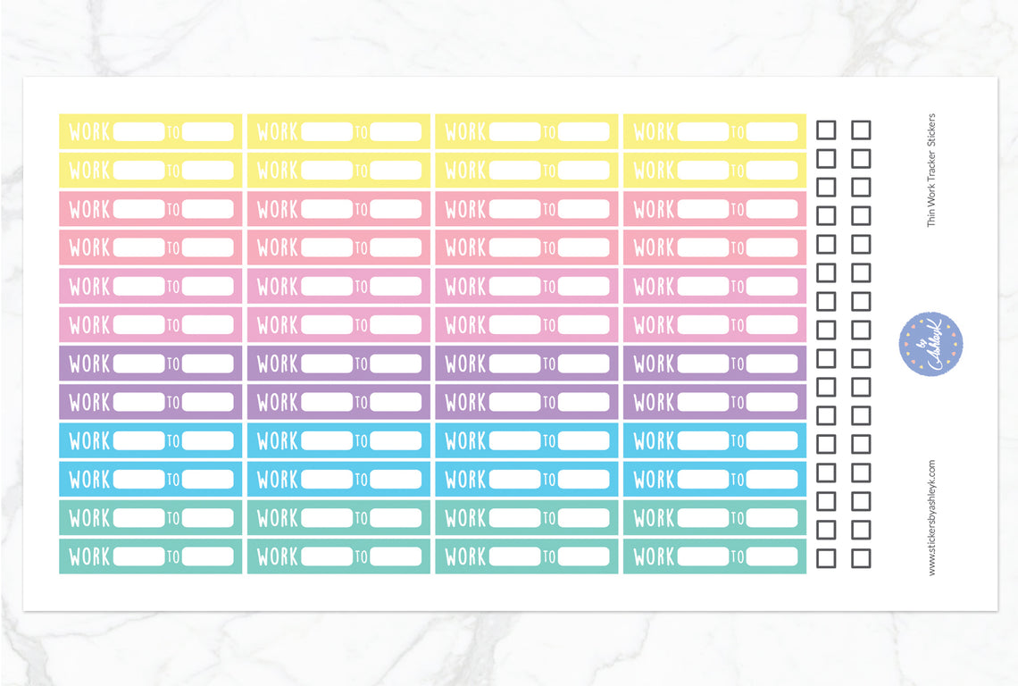 Thin Work Tracker Stickers - Pastel
