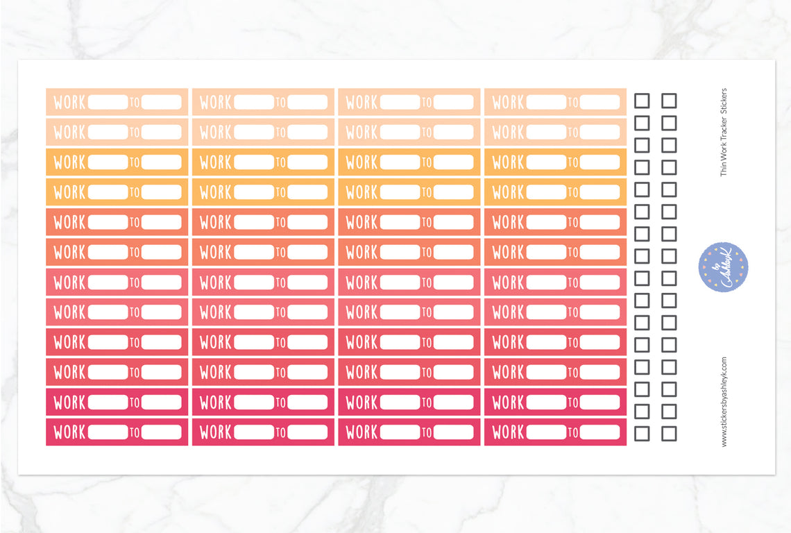 Thin Work Tracker Stickers - Peach