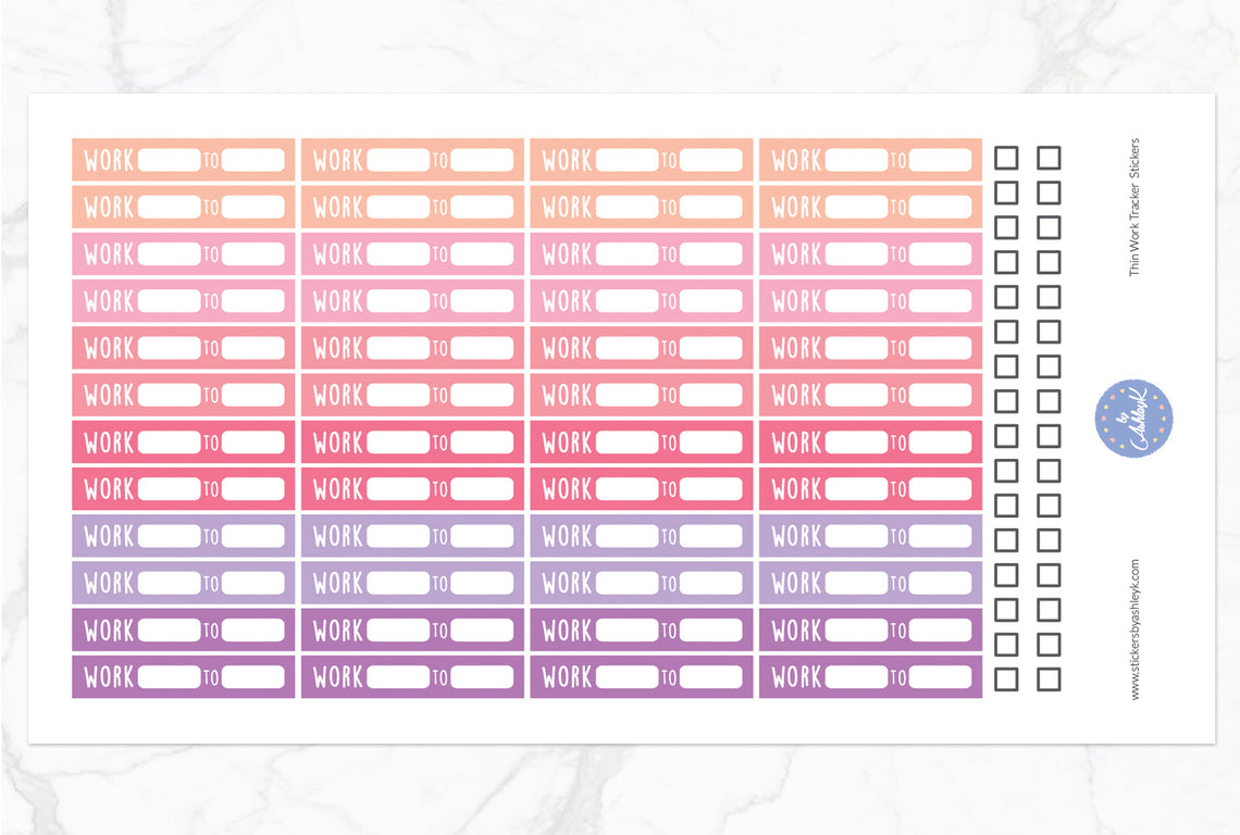 Thin Work Tracker Stickers - Raspberry