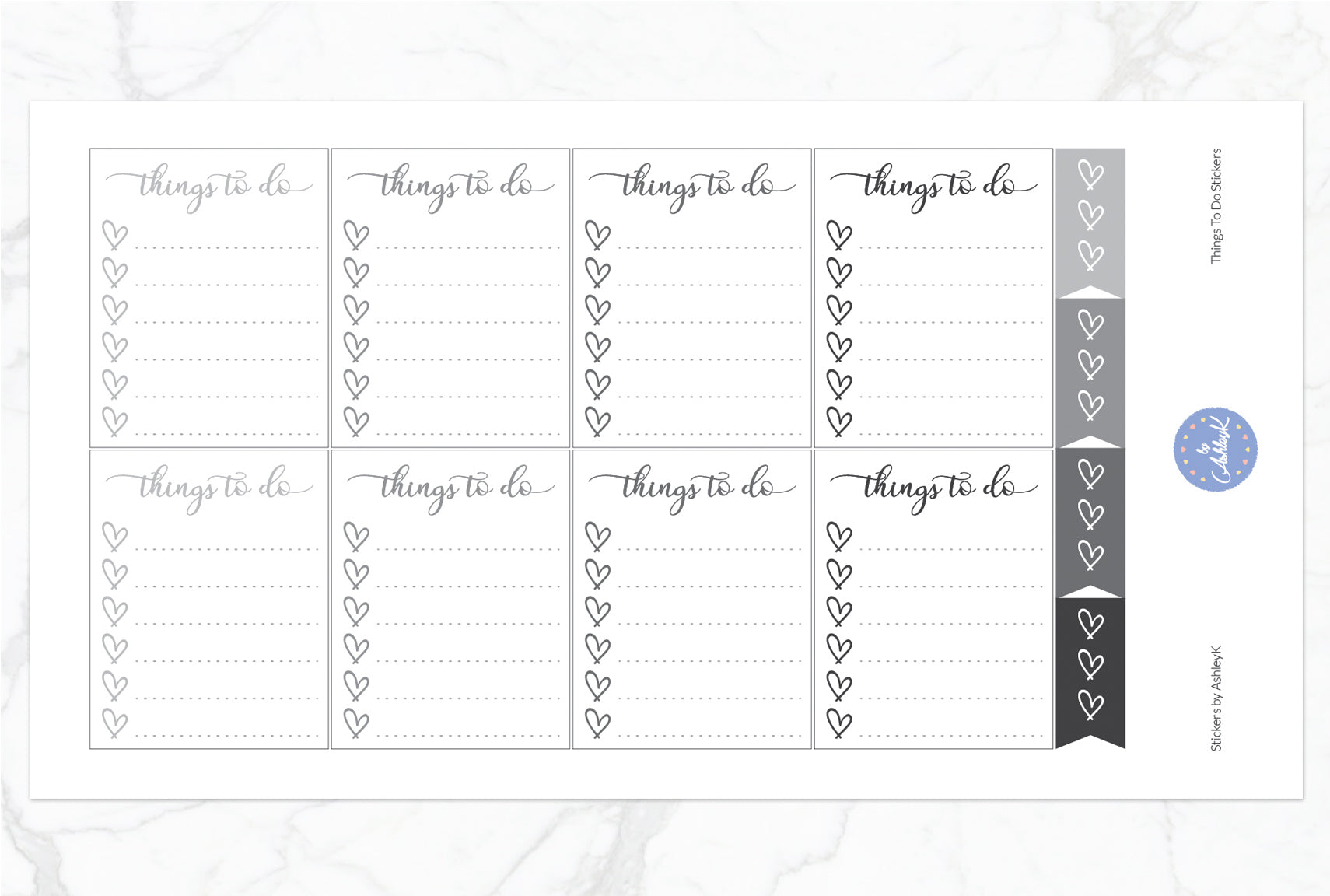 Things To Do  Stickers - Monochrome