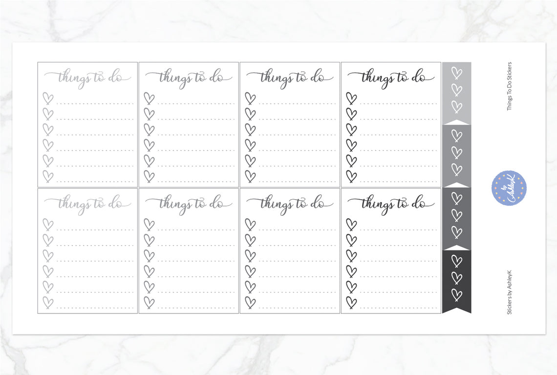 Things To Do  Stickers - Monochrome