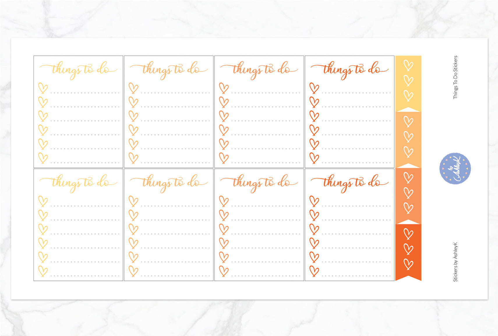 Things To Do  Stickers - Orange