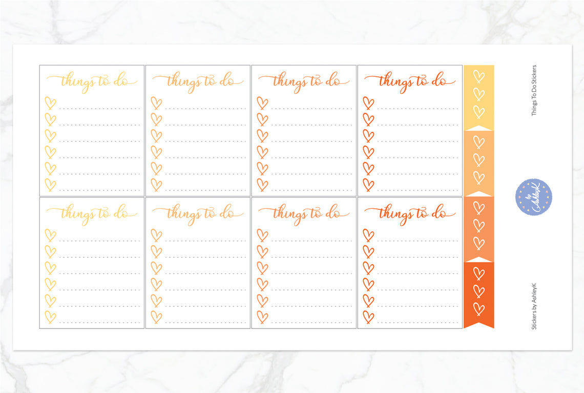 Things To Do  Stickers - Orange