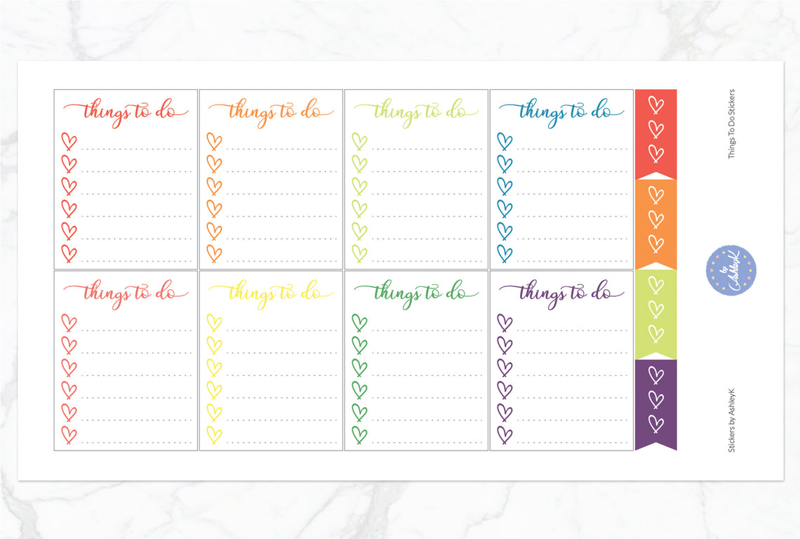 Things To Do  Stickers - Pastel Rainbow