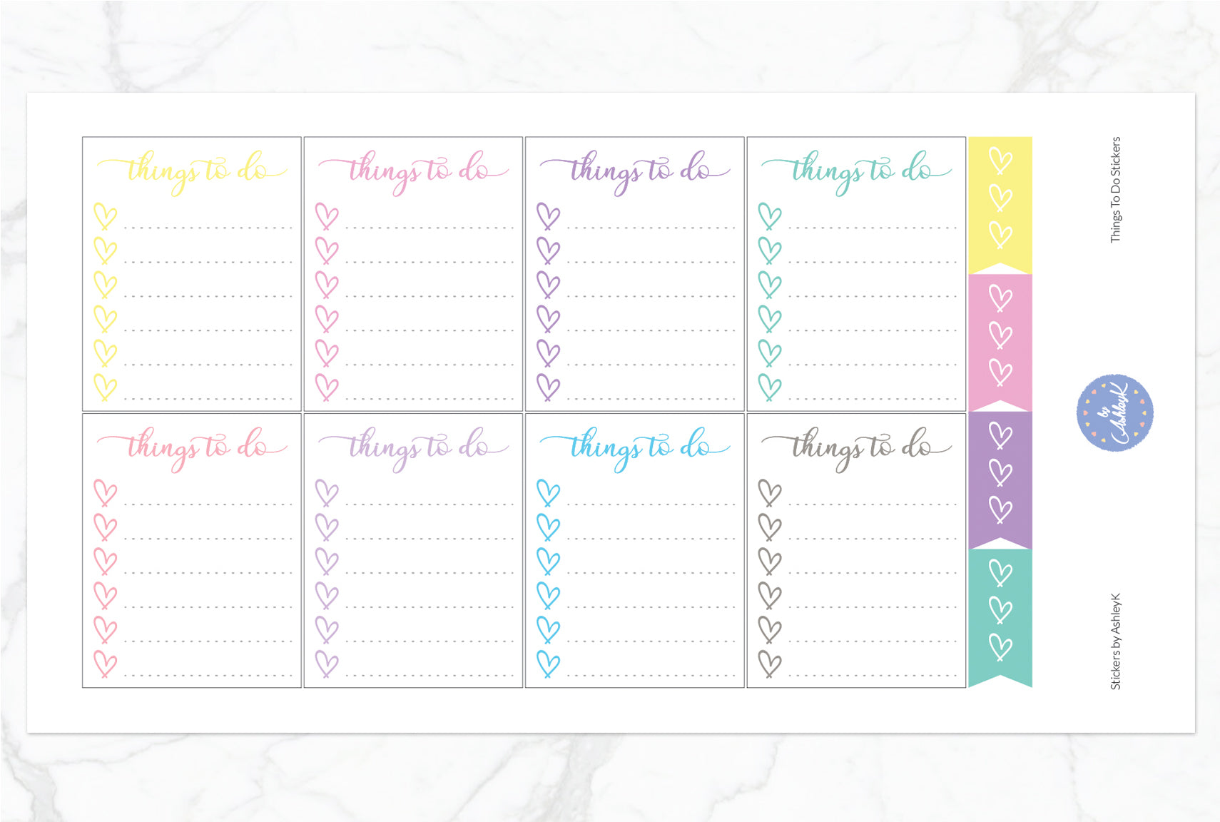 Things To Do  Stickers - Pastel