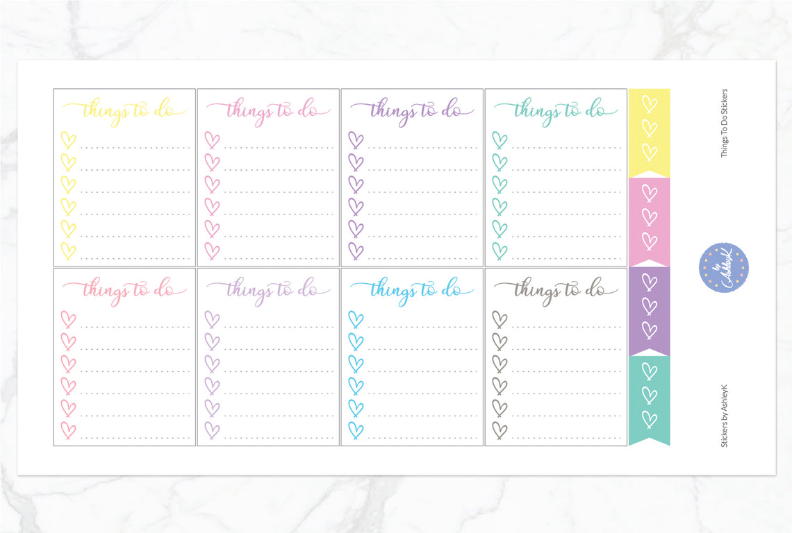 Things To Do  Stickers - Pastel
