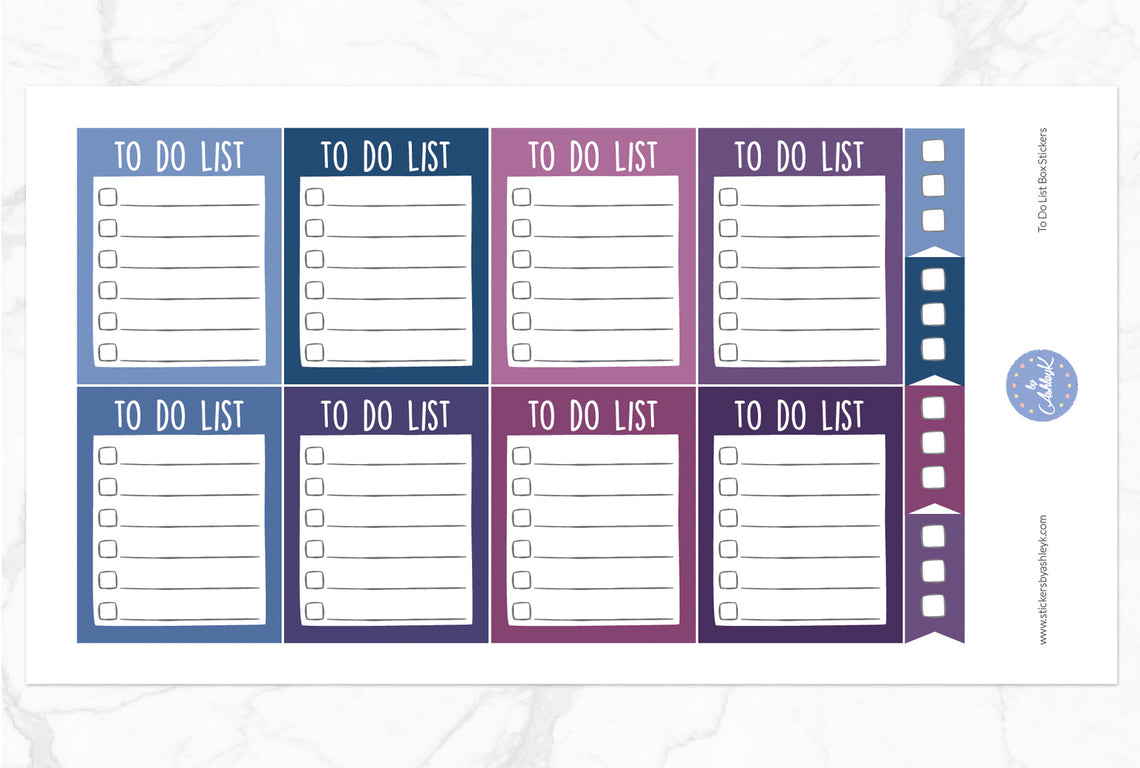 To Do List Box Stickers - Blueberry