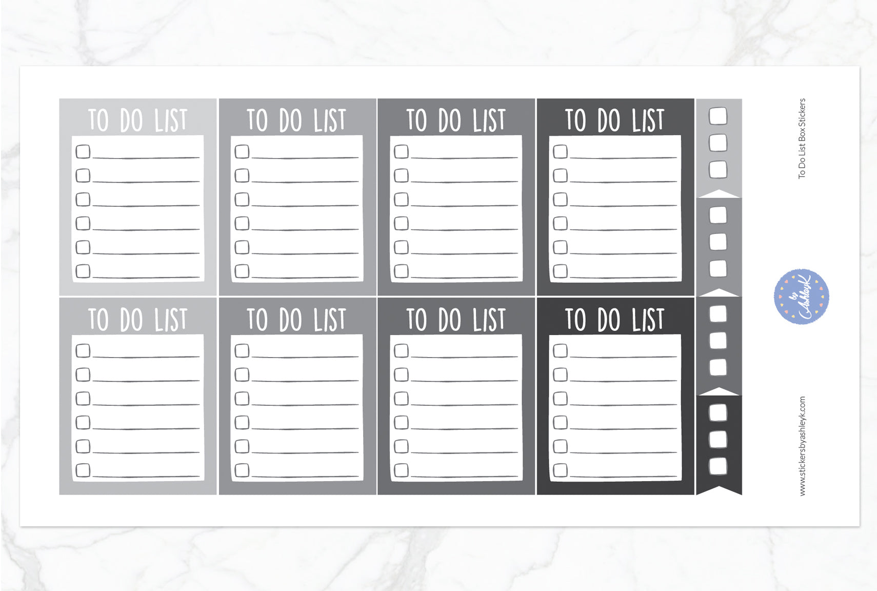 To Do List Box Stickers - Monochrome