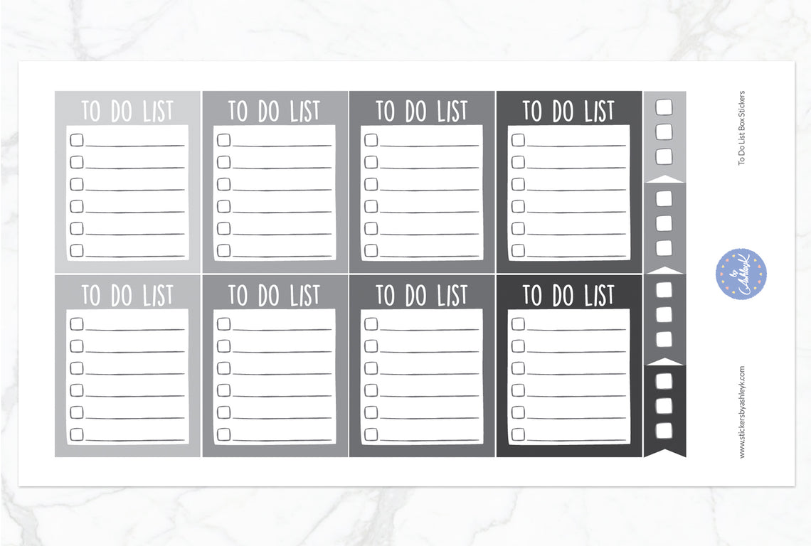 To Do List Box Stickers - Monochrome