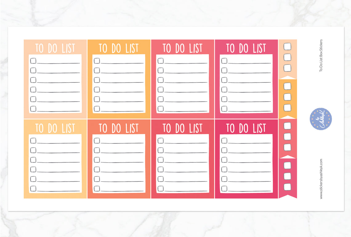 To Do List Box Stickers - Peach