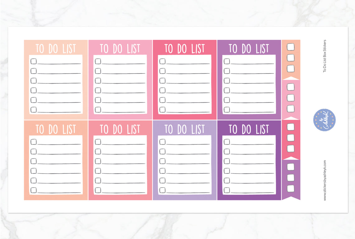 To Do List Box Stickers - Raspberry