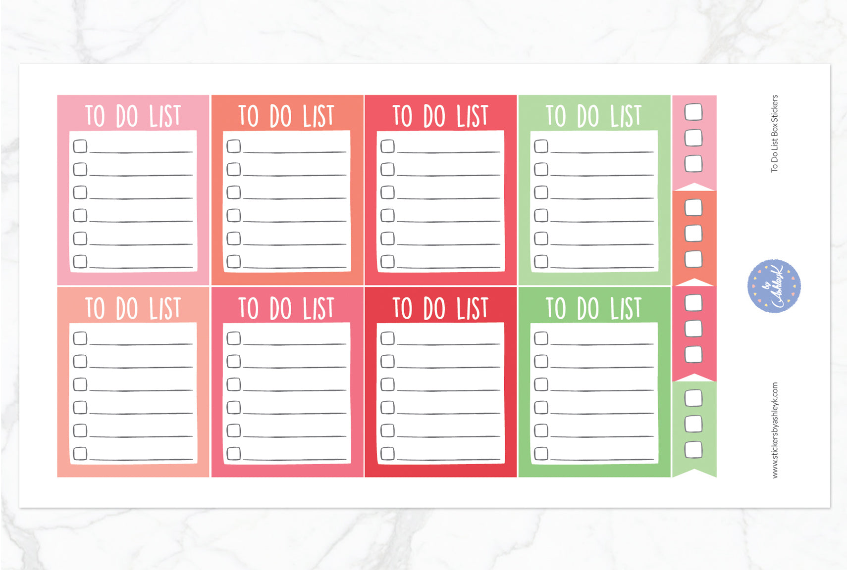 To Do List Box Stickers - Strawberry