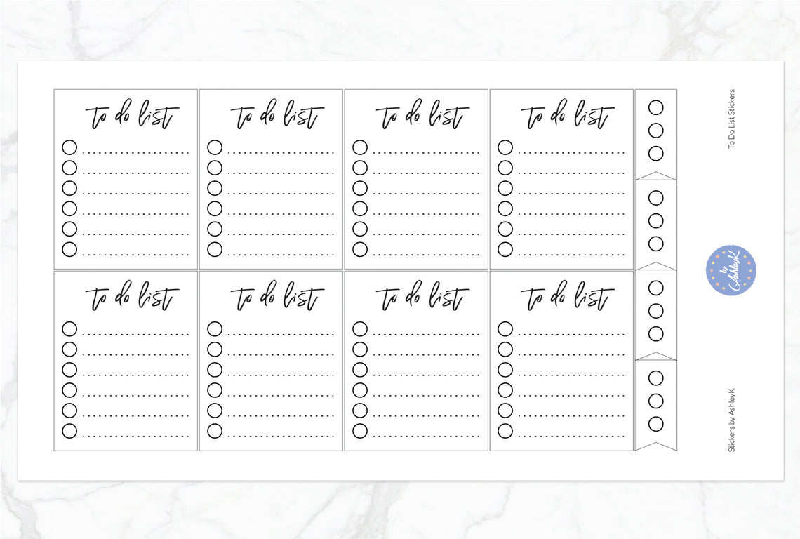 To Do List Stickers - Black