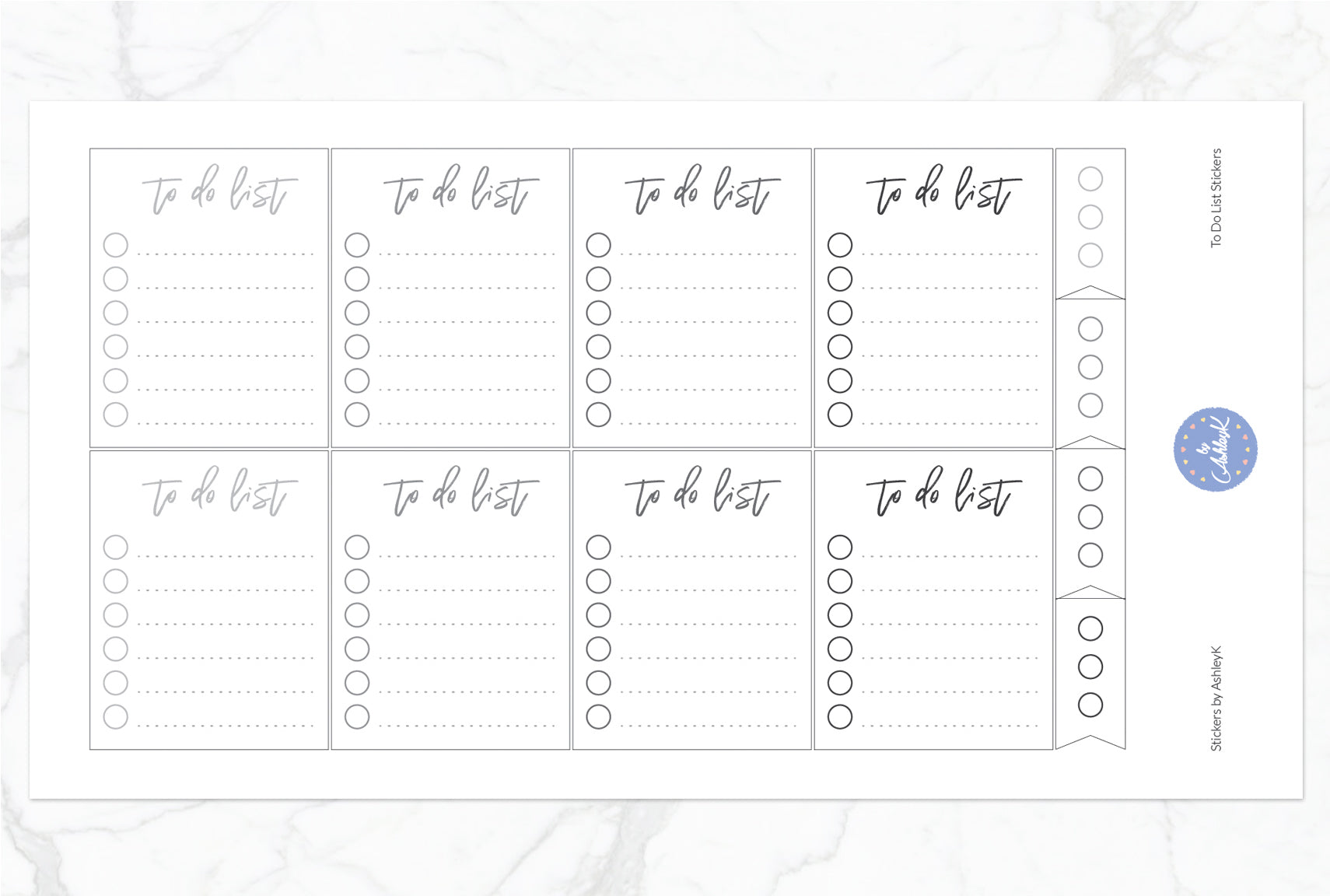 To Do List Stickers - Monochrome