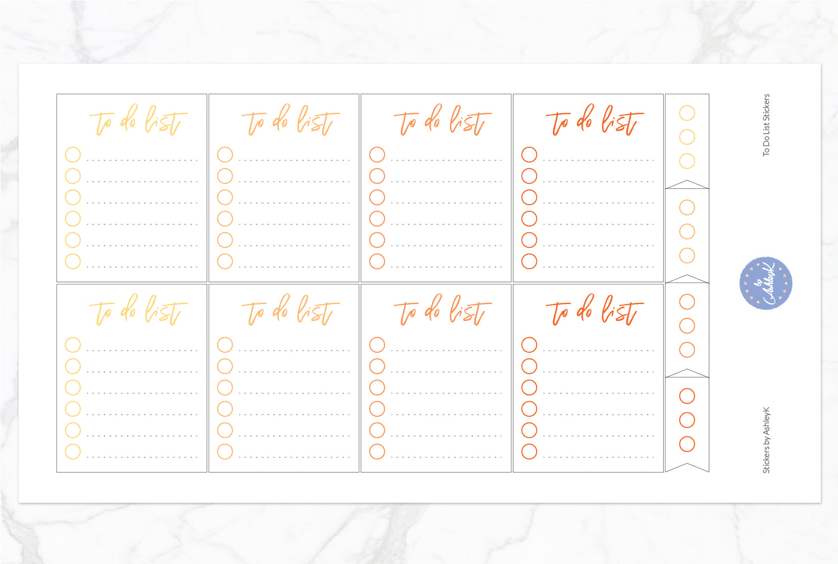 To Do List Stickers - Orange
