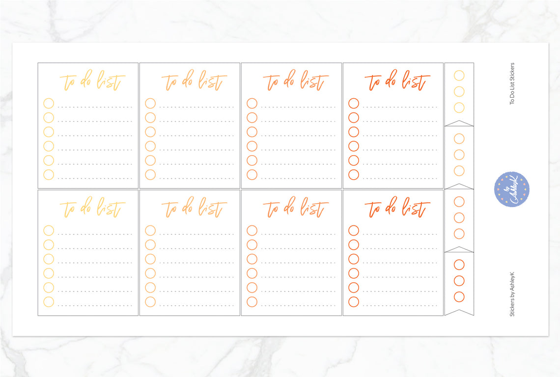 To Do List Stickers - Orange