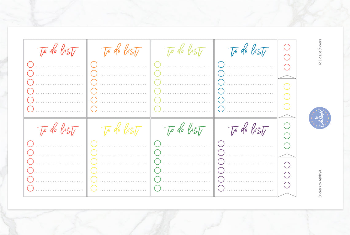 To Do List Stickers - Pastel Rainbow