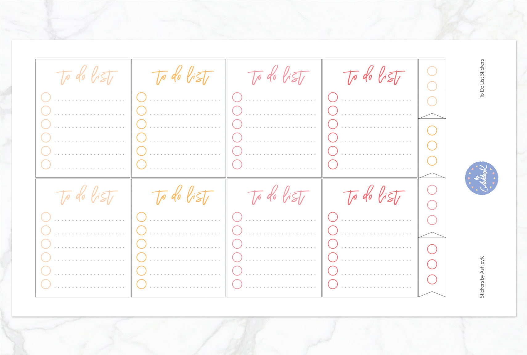 To Do List Stickers - Peach