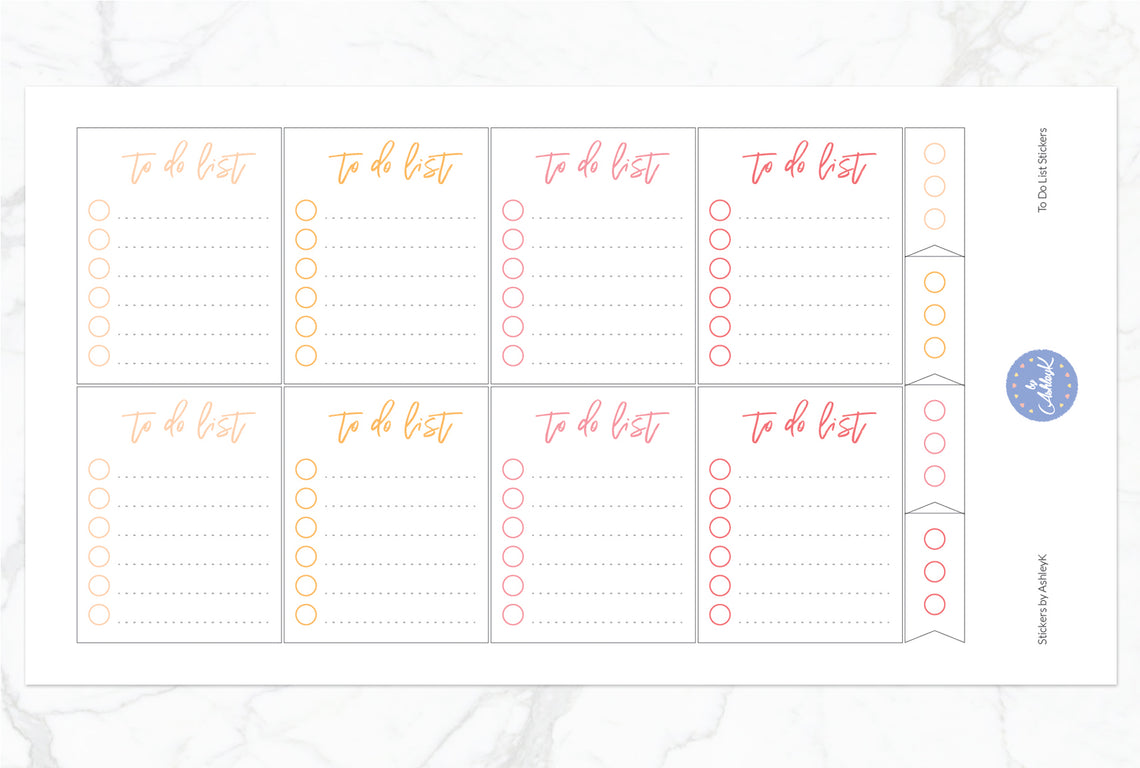 To Do List Stickers - Peach