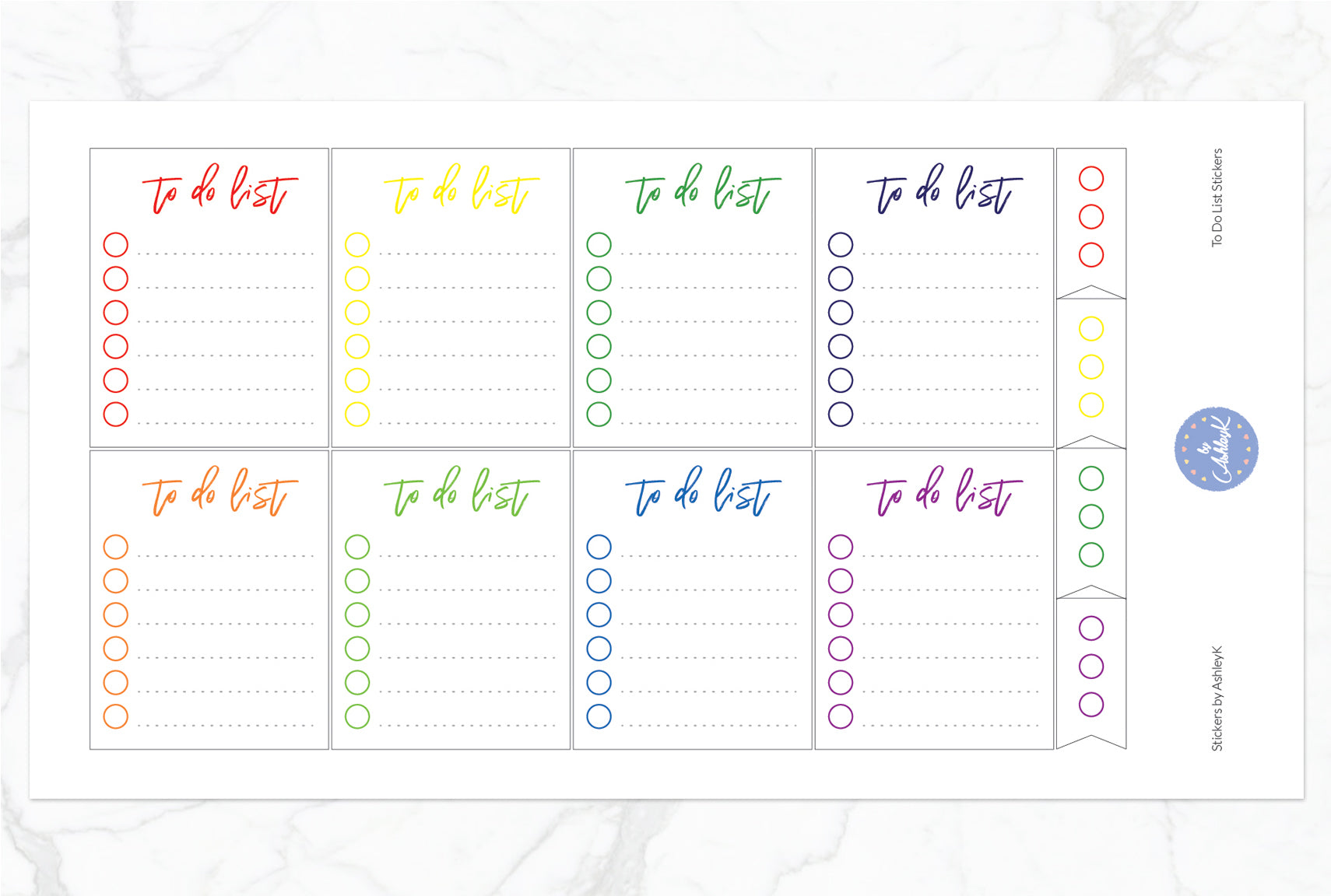 To Do List Stickers - Rainbow