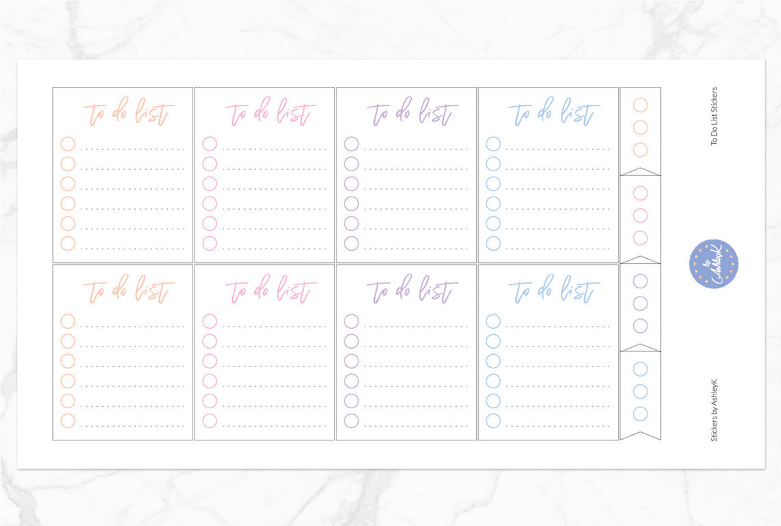 To Do List Stickers - Pastel Sunset