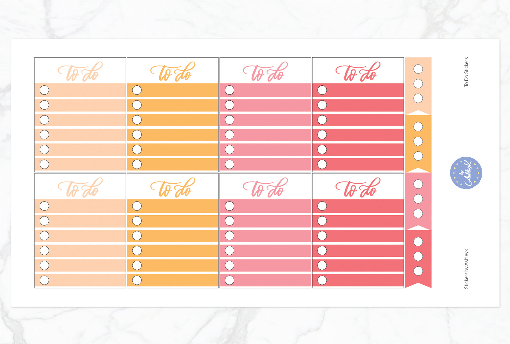 To Do  Stickers - Peach