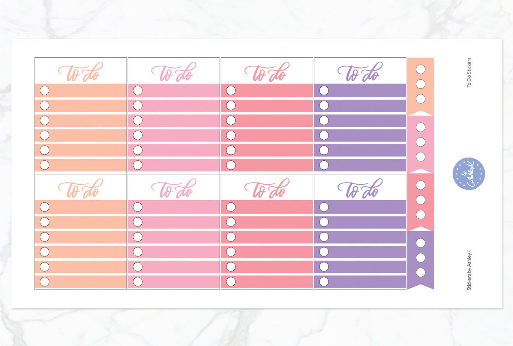 To Do  Stickers - Raspberry