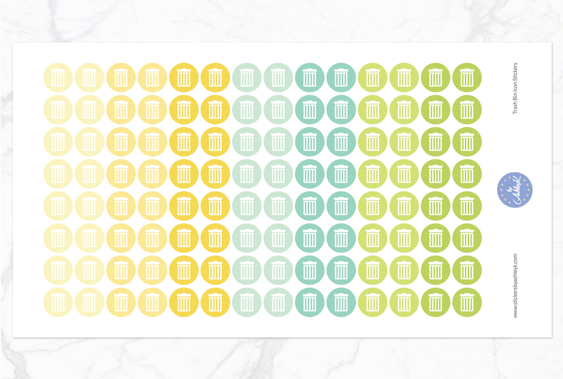 Trash Bin Icon Round Stickers - Lemon&Lime