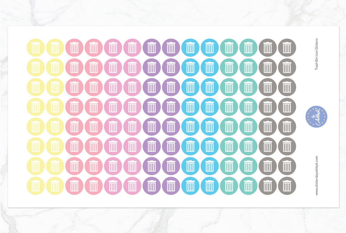 Trash Bin Icon Round Stickers - Pastel