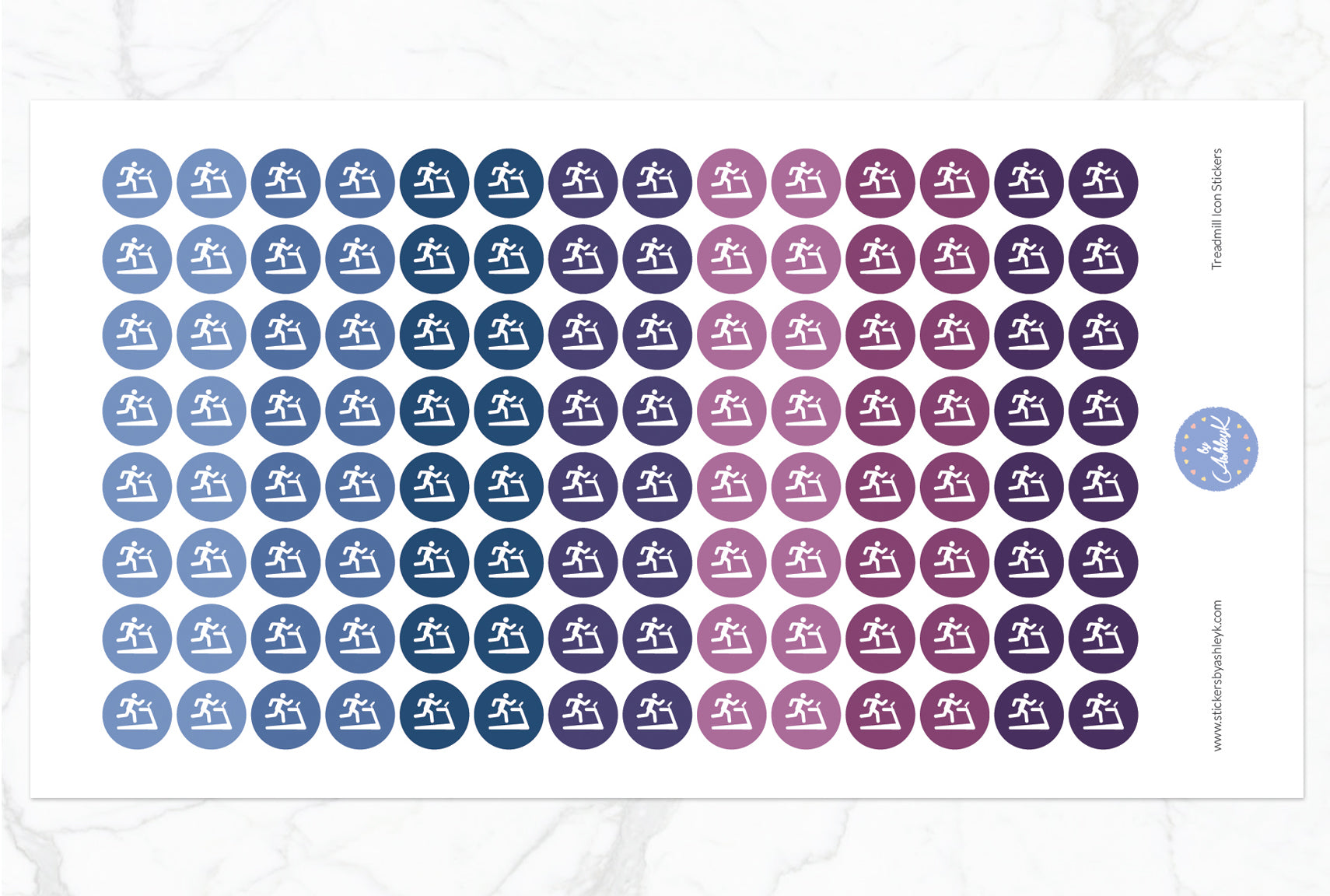 Treadmill Icon Round Stickers - Blueberry