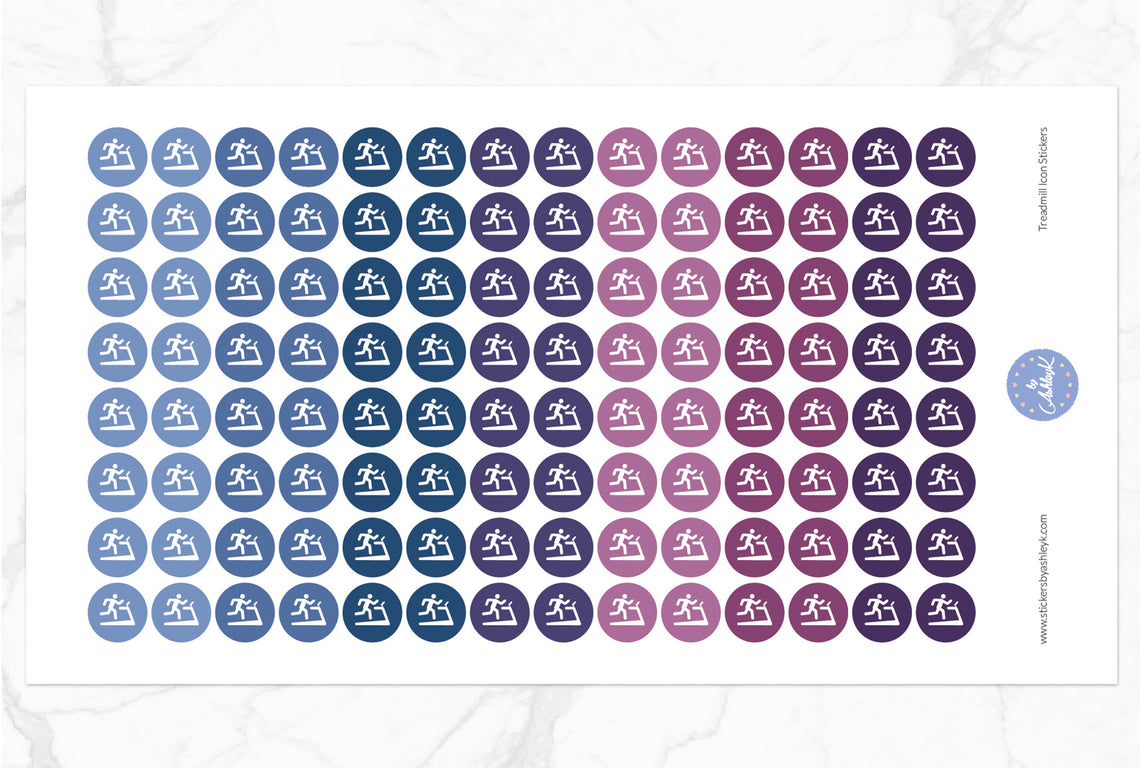 Treadmill Icon Round Stickers - Blueberry