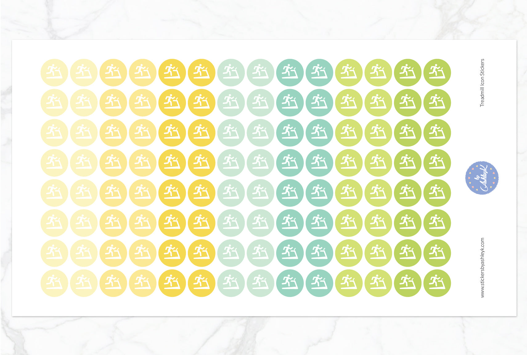Treadmill Icon Round Stickers - Lemon&Lime