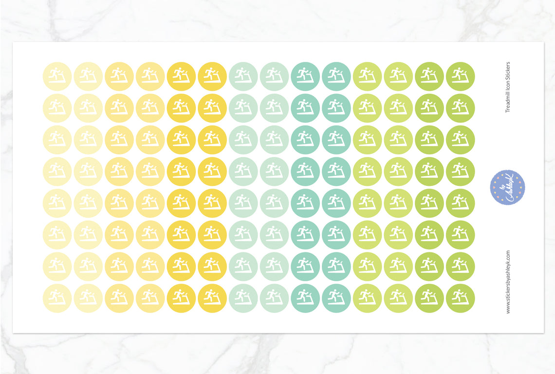 Treadmill Icon Round Stickers - Lemon&Lime