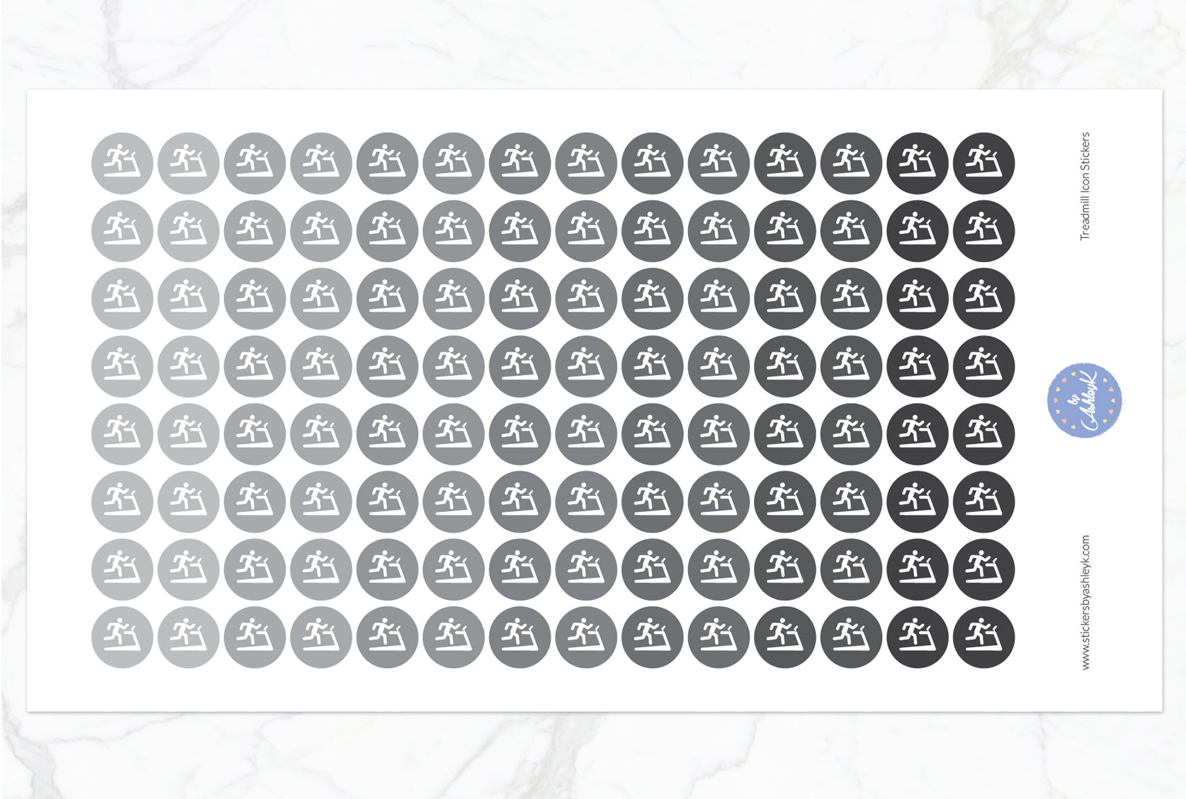 Treadmill Icon Round Stickers - Monochrome