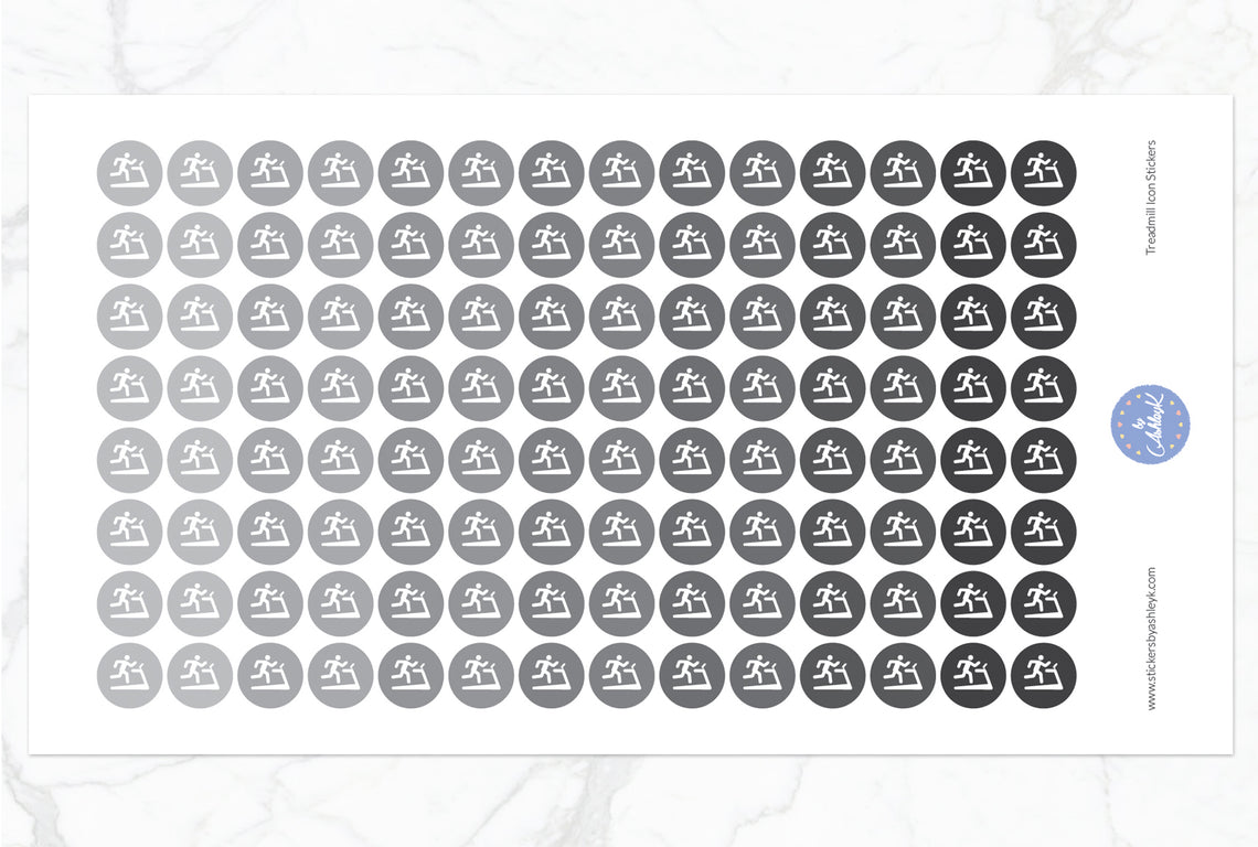 Treadmill Icon Round Stickers - Monochrome