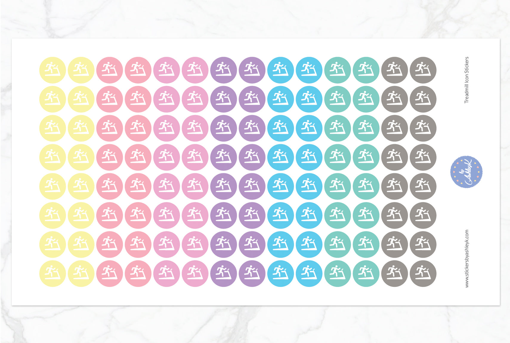 Treadmill Icon Round Stickers - Pastel