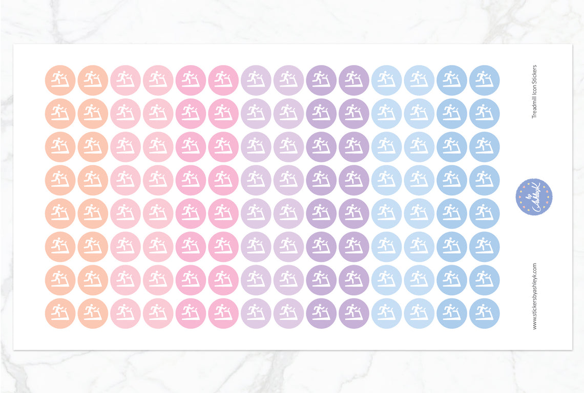Treadmill Icon Round Stickers - Pastel Sunset