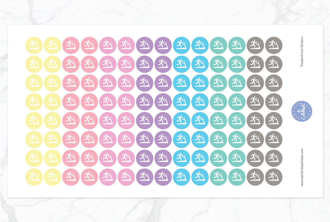 Treadmill Icon Round Stickers - Pastel