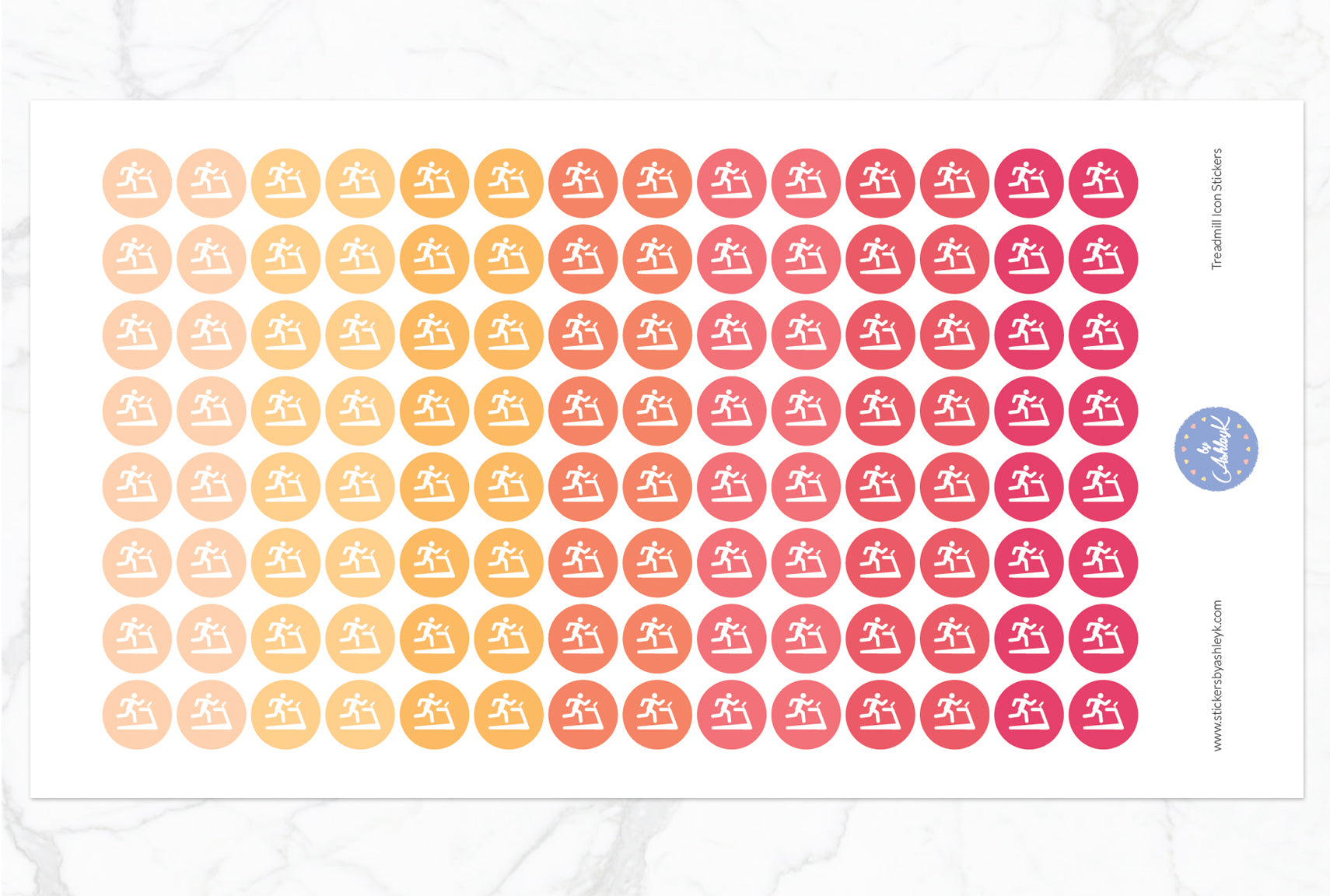 Treadmill Icon Round Stickers - Peach