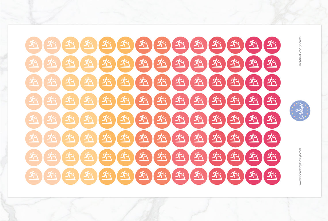 Treadmill Icon Round Stickers - Peach