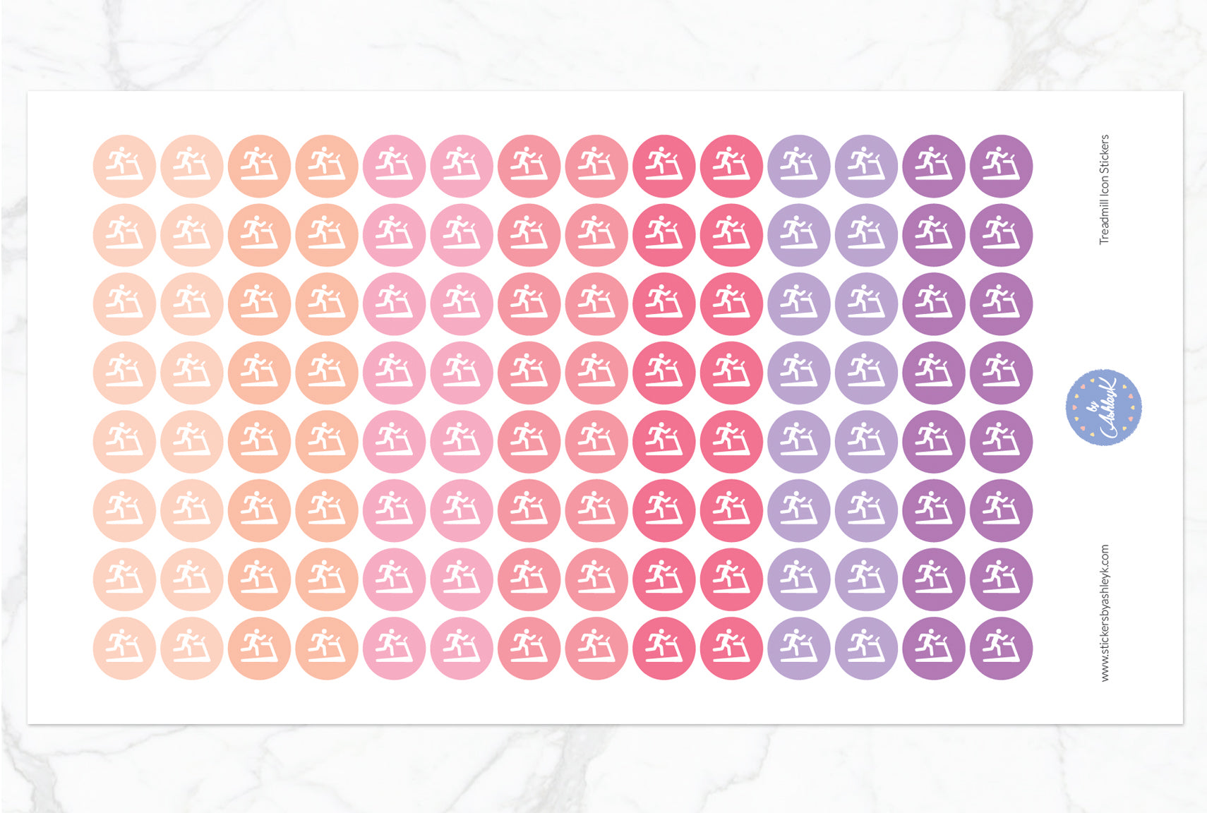 Treadmill Icon Round Stickers - Raspberry
