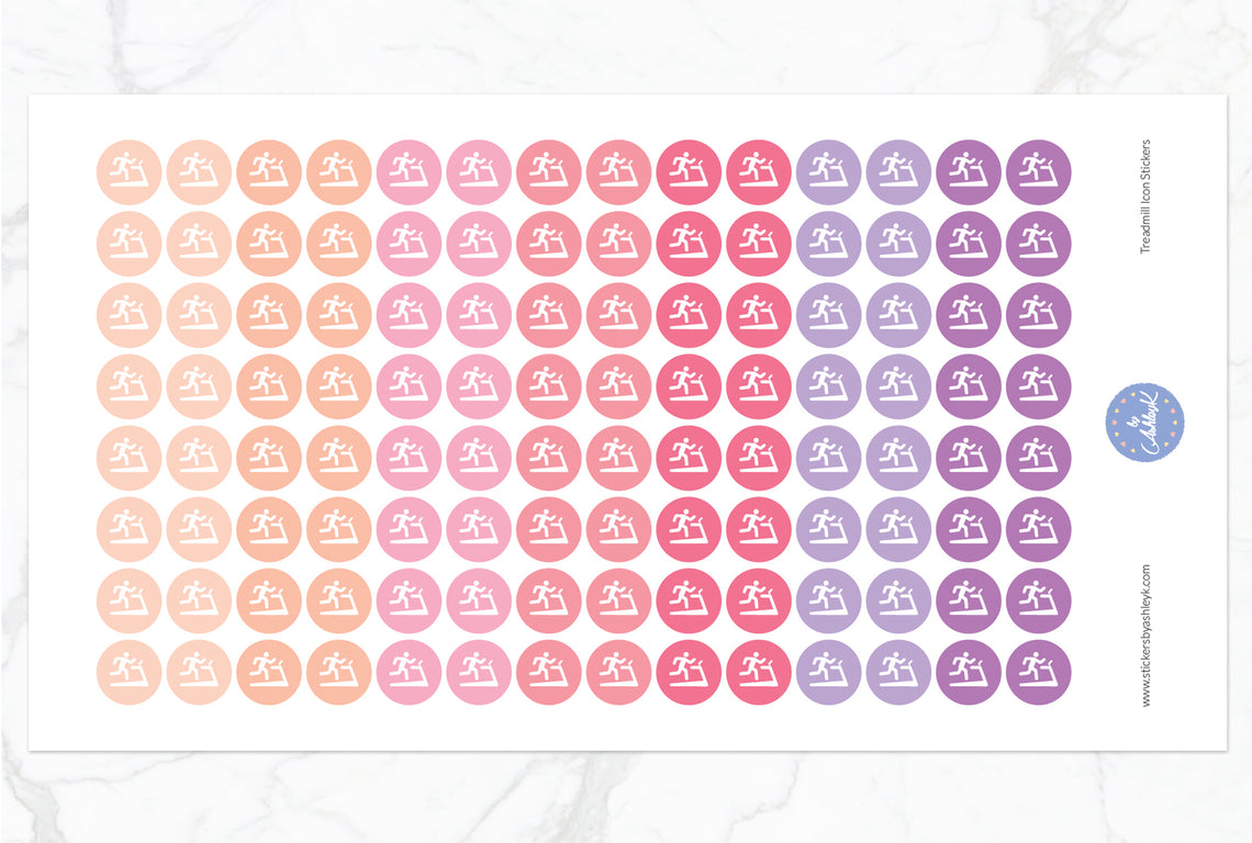 Treadmill Icon Round Stickers - Raspberry