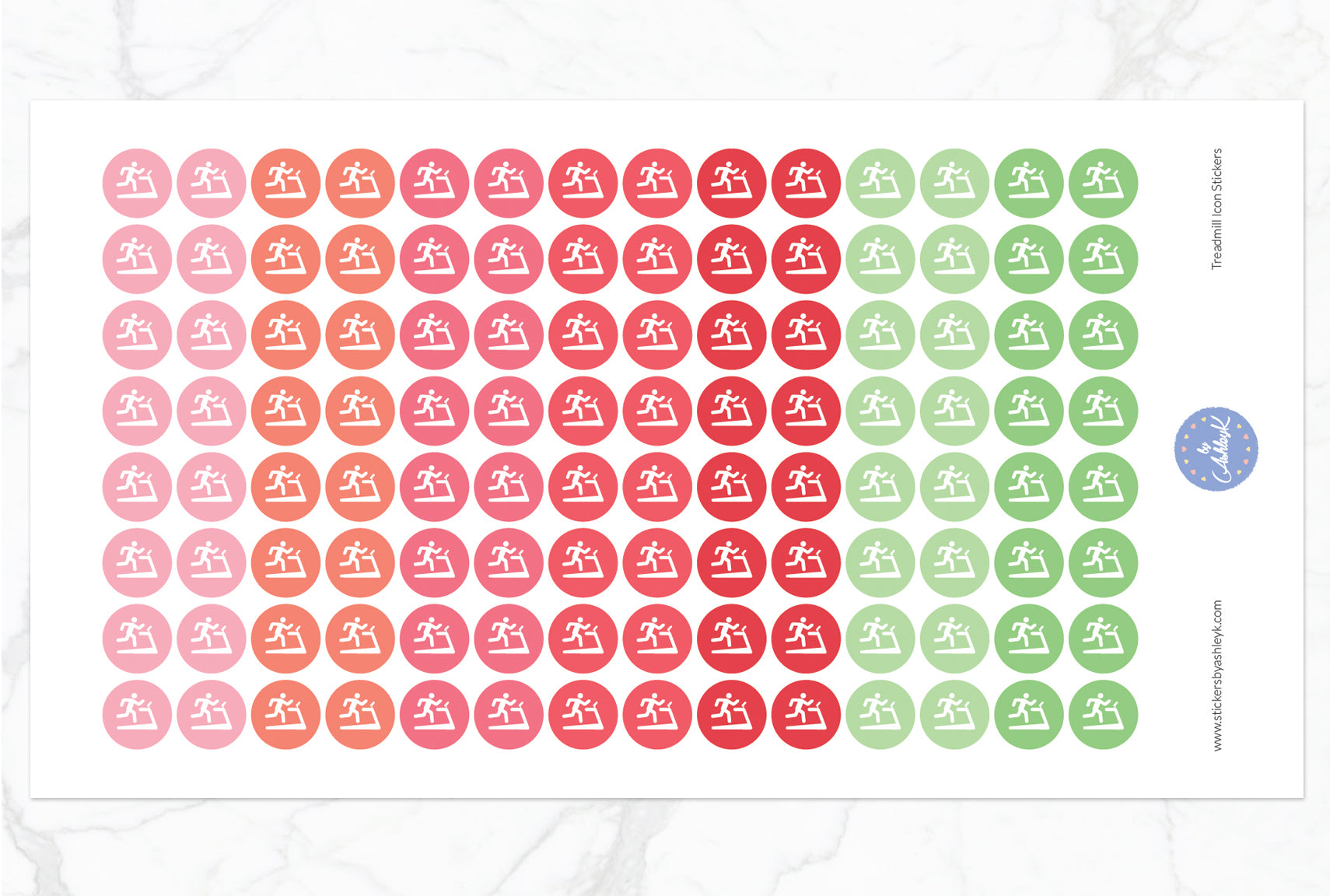 Treadmill Icon Round Stickers - Strawberry