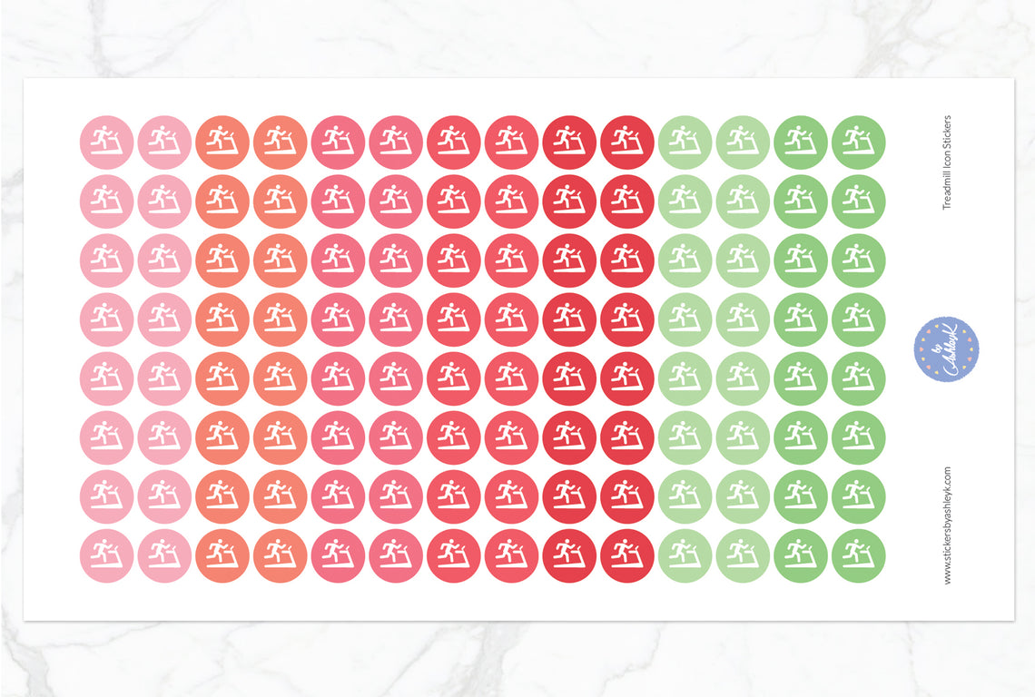 Treadmill Icon Round Stickers - Strawberry